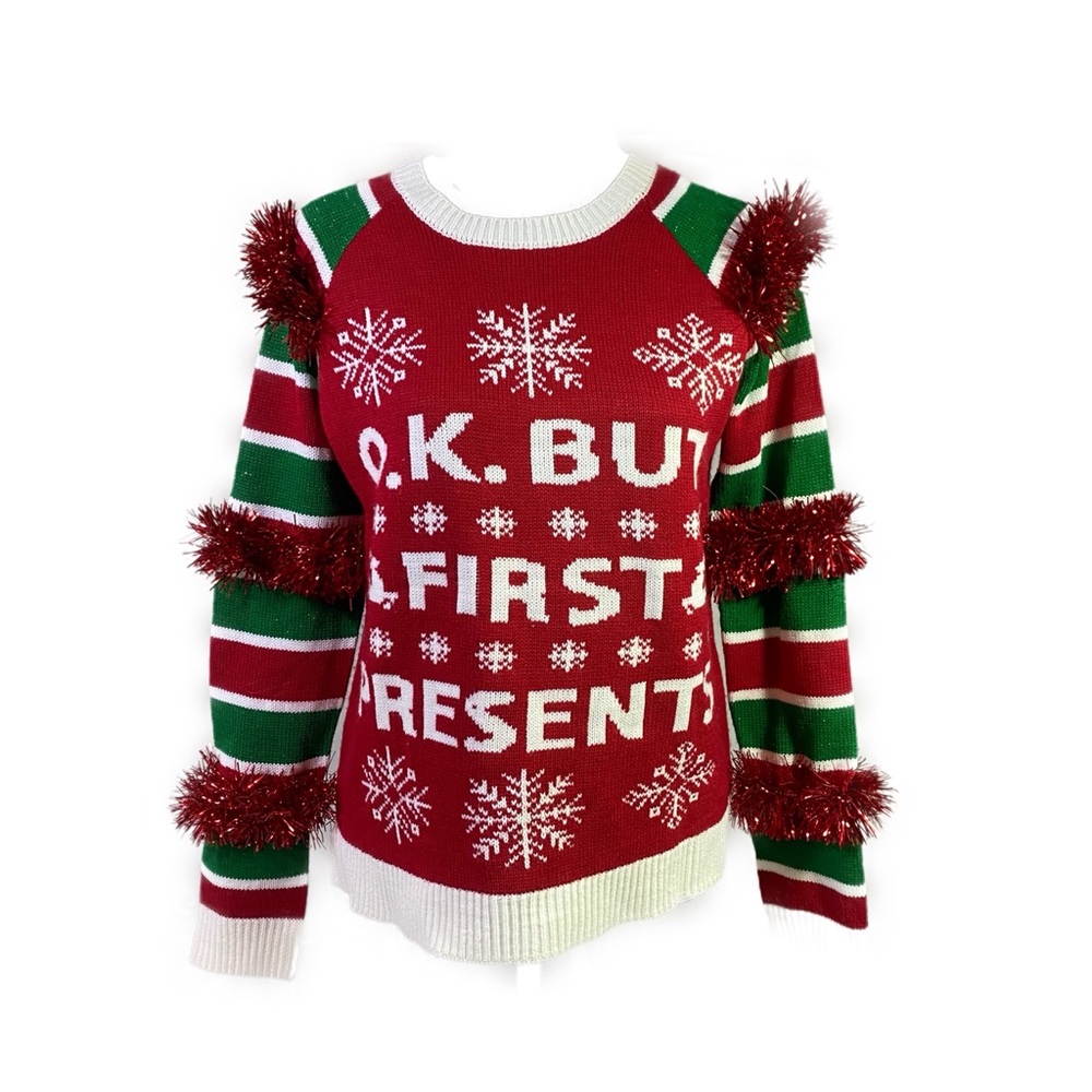 Christmas Holiday Tinsel Present Ugly Sweater